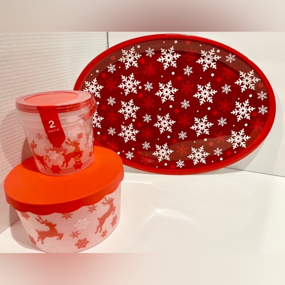 🦌Holiday 4Pc Bundle- Red Snowflake/ Reindeer Design NWT - Picture 11 of 13